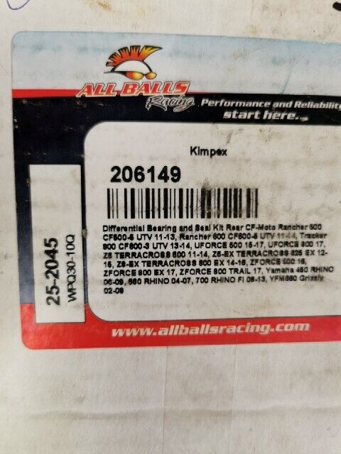 NOS ALL BALLS GRIZZLY 600 INCOMPLETE REAR DIFFERENTIAL KIT 25-2045 J54
