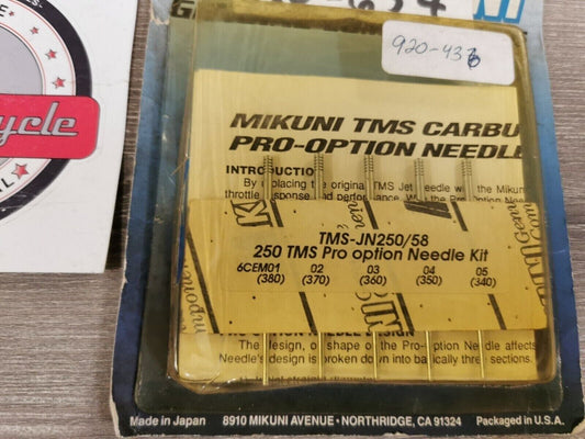 NOS MIKUNI 250 TMS PRO OPTION CARBURATOR NEEDLE KIT TMS-JN250/58 J20