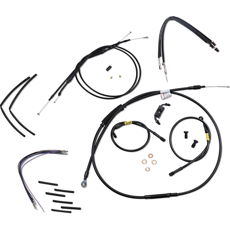 BURLY BRAND CABLE KIT - JAIL BAR - 14" HANDLEBARS - BLACK VINYL B30-1213