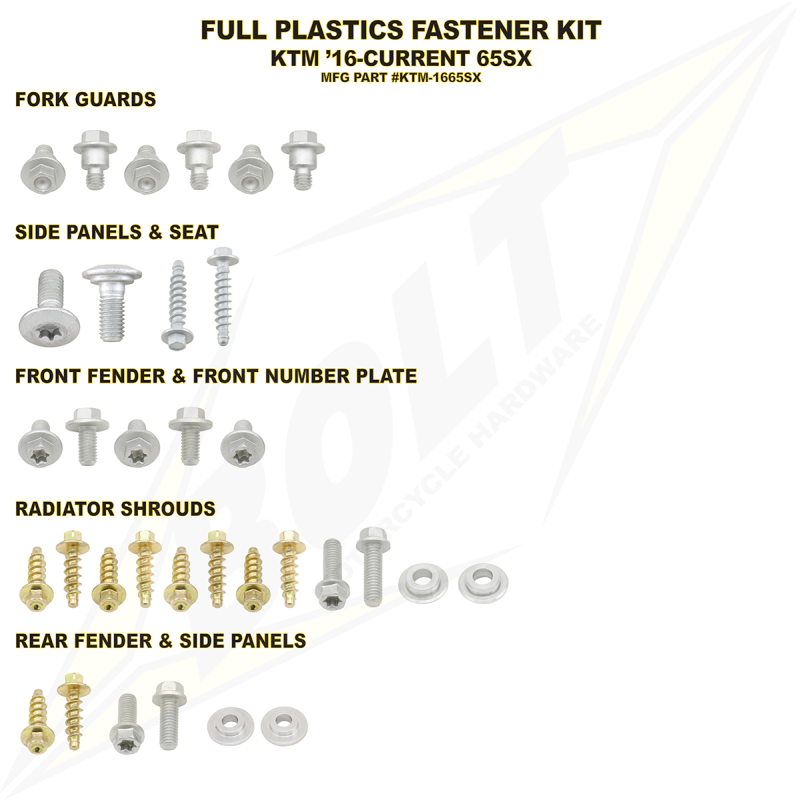 BOLT KTM FULL PLASTICS FASTENER (KT) KTM-1665SX