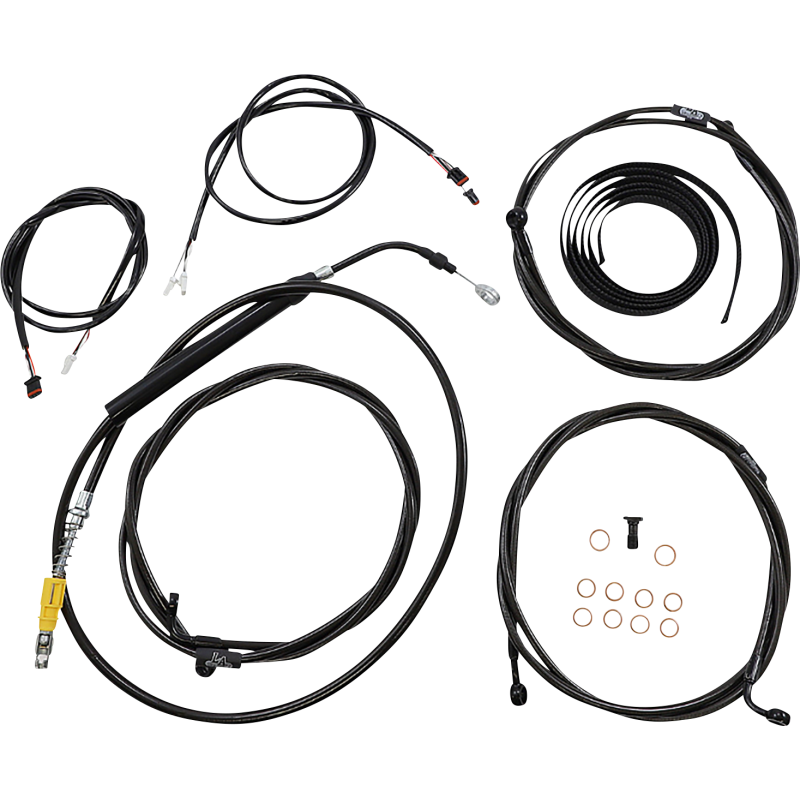 LA CHOPPERS HANDLEBAR CABLE KIT 12" - 14" PLUG AND PLAY WIRING BLK VINYL LA-8058KT3-13B