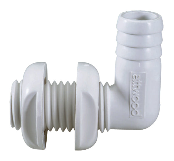 ATTWOOD THRU-HULL CONNECTOR 90DEG WH 3/4" 3877-3