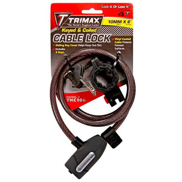 TRIMAX CABLE LOCK W/BRACKET 72"X10MM TRIMAX TKC106
