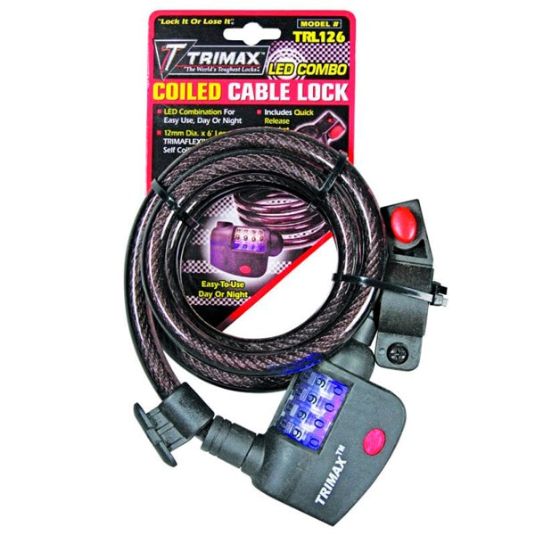 TRIMAX CABLE LOCK W/BRACKET 72"X12MM TRIMAX TRL126