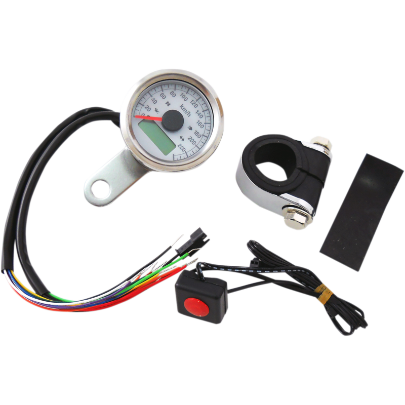DRAG SPECIALTIES SPEEDO W/4LTS KPH SS/WHT 77759WK