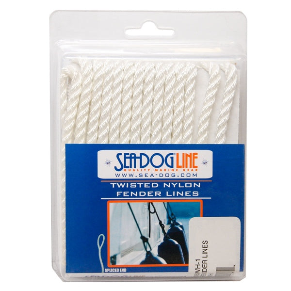 SEADOG TWISTED NYLON FENDER LINE 1/4"X6 WH 301106006WH-1