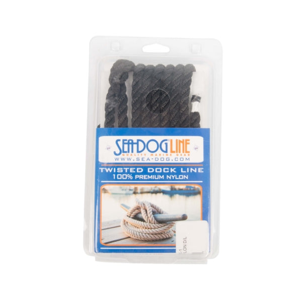 SEADOG TWISTED NYLON DOCK LINE 3/8" X 10 BLACK 301110010BK-1