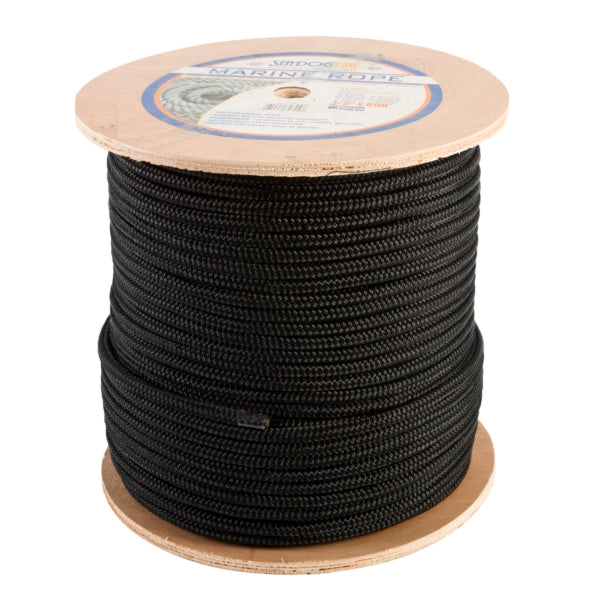 SEADOG DBLE BRAIDED NYL 1/2"X600 - BLACK 302112600BK