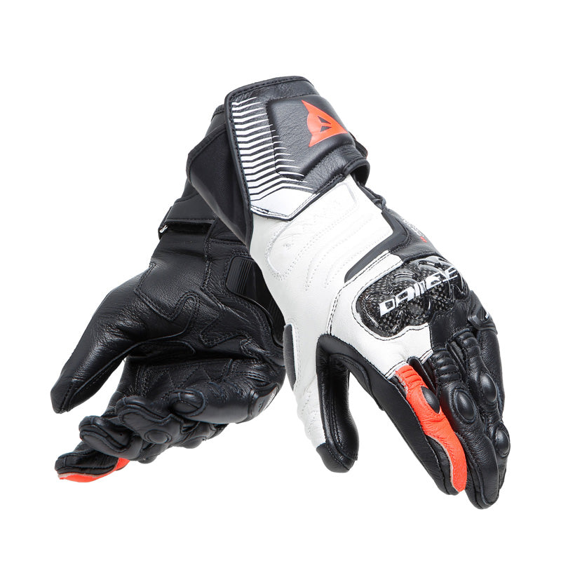DAINESE CARBON 4 LONG LADY LTHR GLOVES BLK/WHT/FLUO-RED 2815957-N32-L