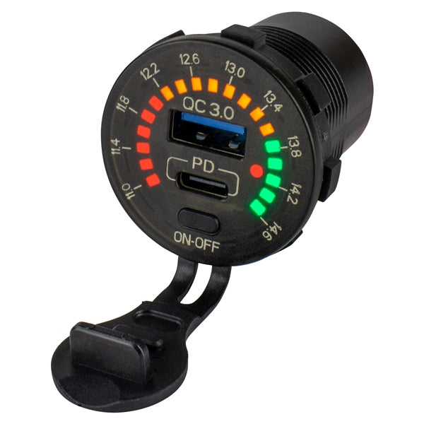 SEADOG VOLTMETER W/DUAL USB PORT SEADOG 426519