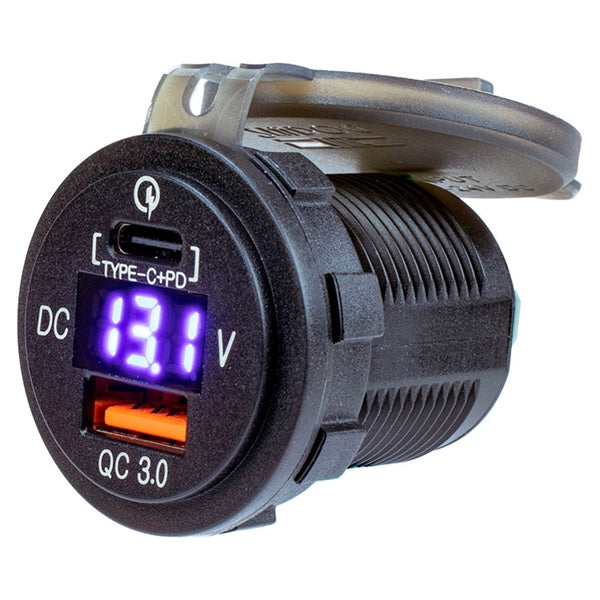 SEADOG SOCKET USB/USC W/ VOLMETER ROUND 426511-1