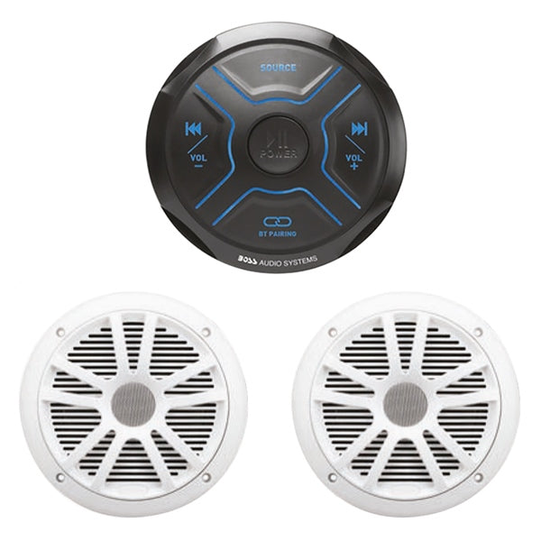 BOSS AUDIO GAUGE MARINE BK W/SPEAKERS 6.5" QTY2 WH MG150W.6