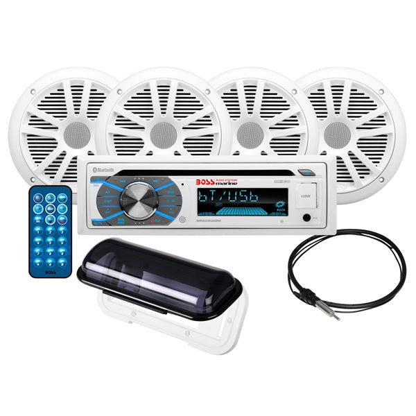 BOSS AUDIO RECEIVER/SPEAKER 6.5" WH ENS QTY4 MCK508WB.64S