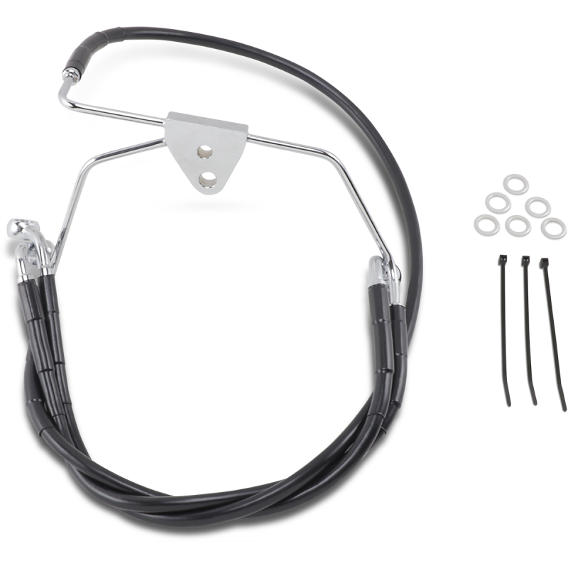 DRAG SPECIALTIES 96-07 FLHT/X +6BLK FRT BRK LINE KIT 660411-6BLK
