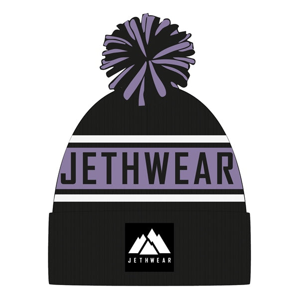 JETHWEAR BEANIE POMPOM BK/LAVENDER J2645-046