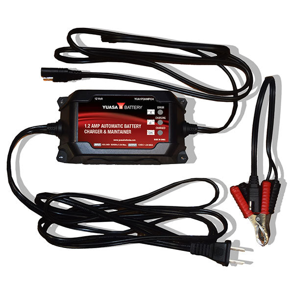 YUASA 1.2 AMP AUTOMATIC BATTERY CHARGER & MAINTAINER YUA1P2AMPCH