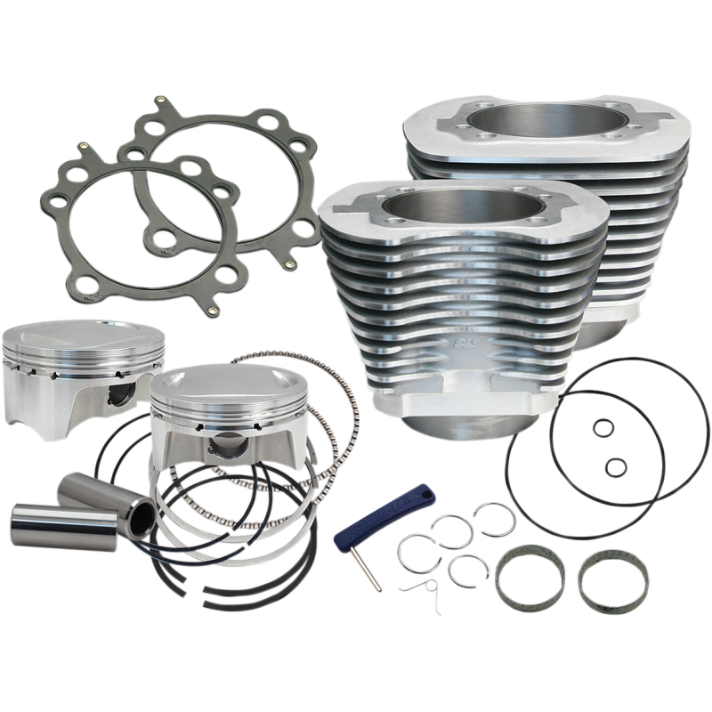 S&S CYCLE CYL KIT,4" BORE,4" STROKE,100",SILV,99-06 BT 910-0642
