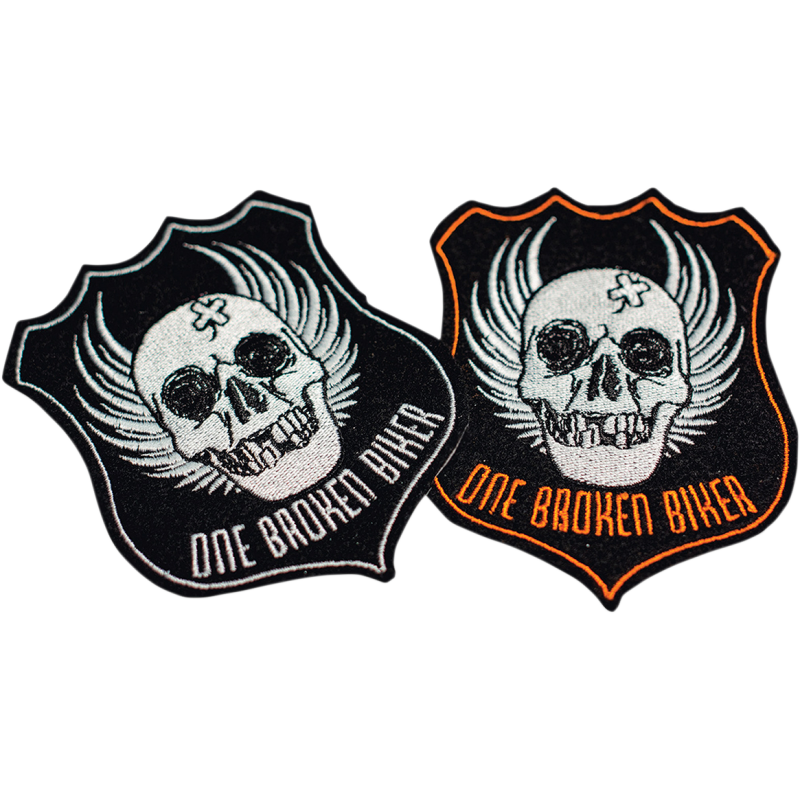 ONE BROKEN BIKER OBB SMALL CREST PATCH BLK & WHT PATSMCRSTBLK