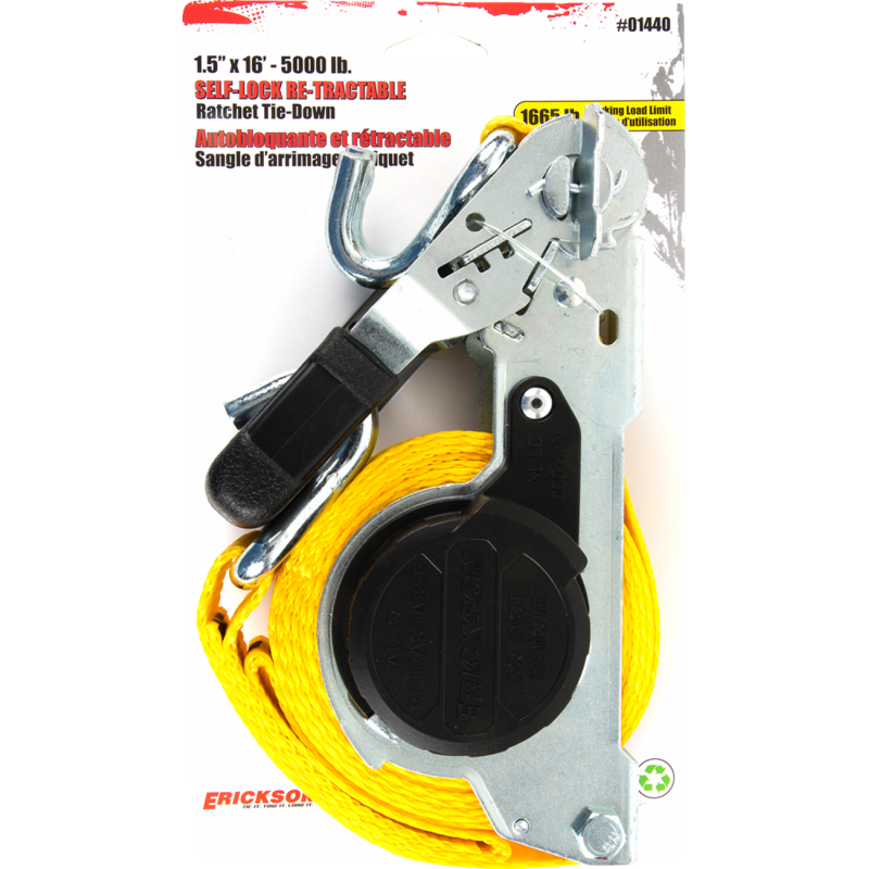 ERICKSON 1.5X16 5000LB SELF LOCK RETRACTABLE RATCHET STRAP 01440