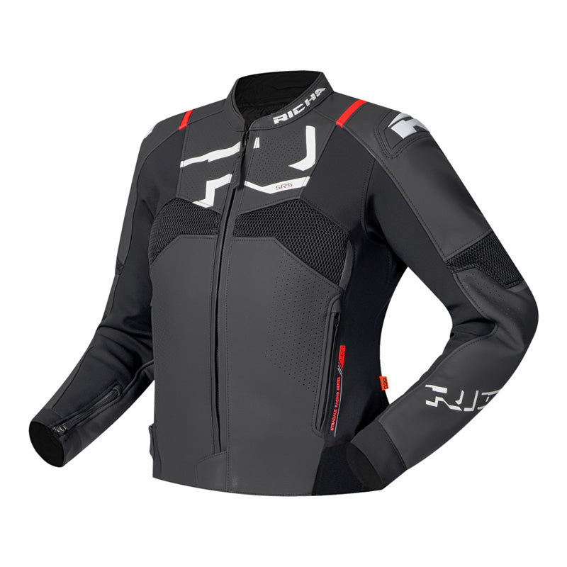 RICHA STRADALE EVO LEATHER JACKET WOMEN BLACK/WHITE 42 1101200016-120R4200