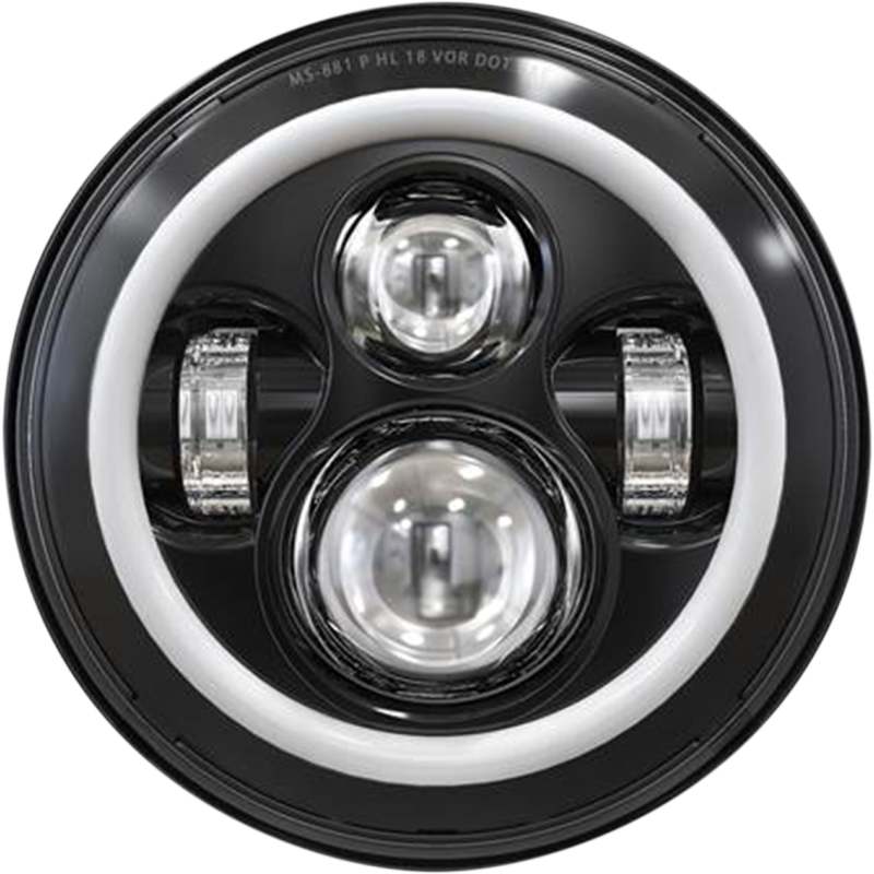 SPEED DEMON 45W - 7" MOTORCYCLE HEADLIGHT - BLACK W/DRL HALO - DOT 10-20215