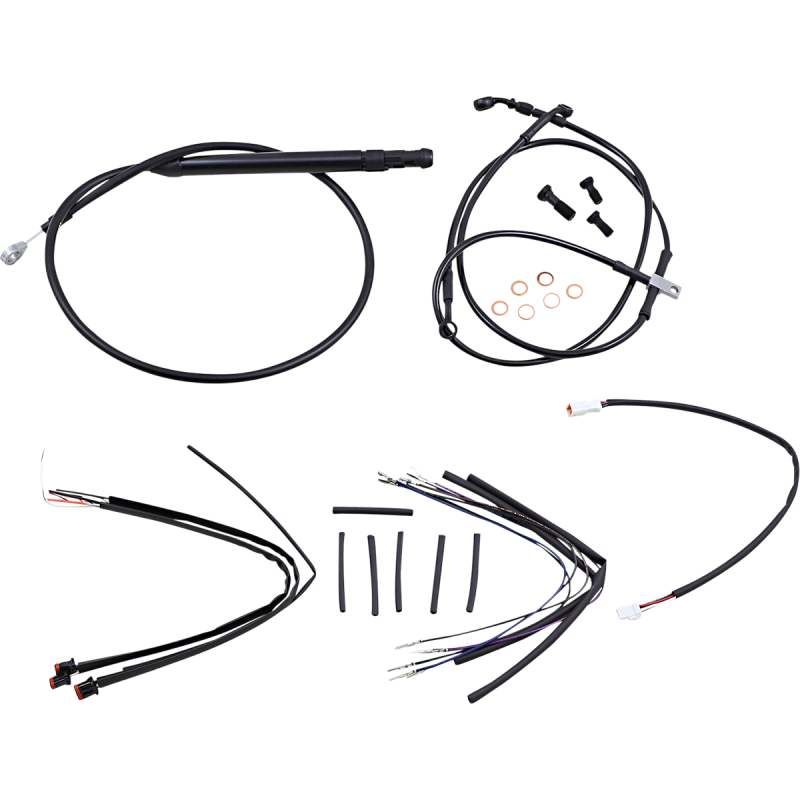 BURLY BRAND CABLE KIT - JAIL BAR - 12" HANDLEBARS - BLACK VINYL B30-1264