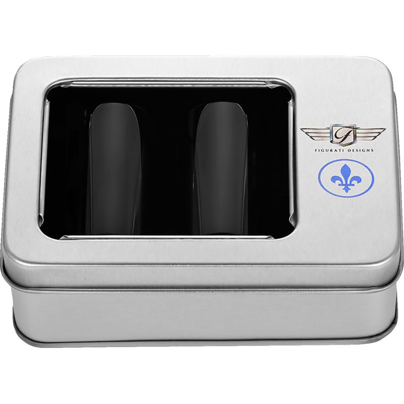 FIGURATI DESIGNS BLUE FLEUR-DE-LIS DOCKING COVERS BLACK 25X46MM FD05-25.2/46.5-BK