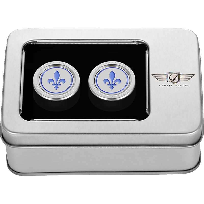 FIGURATI DESIGNS BLUE FLEUR-DE-LIS DOCKING COVERS SILVER 25X32MM FD05-25.2/32-SS