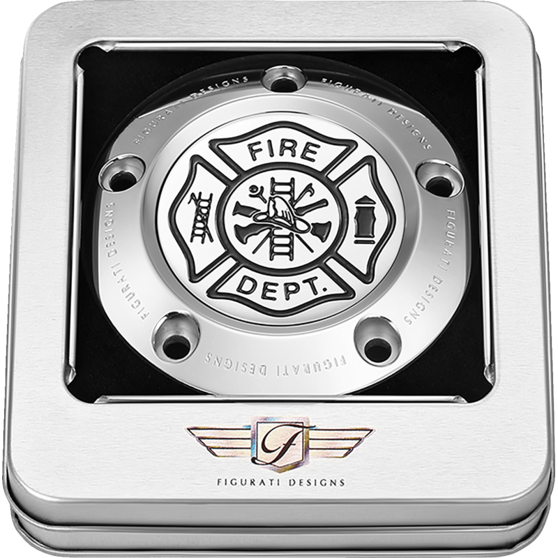 FIGURATI DESIGNS TIMING COVER SILVER WITH MALTESE CROSS-FIRE, 5-HOLE FD74-TC-5H-SS