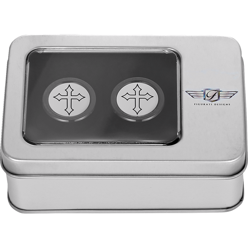 FIGURATI DESIGNS ND MAG DOCKING COVERS BLACK WITH CROSS 25.2X32MM FD41-DC-25.2/32-BLK
