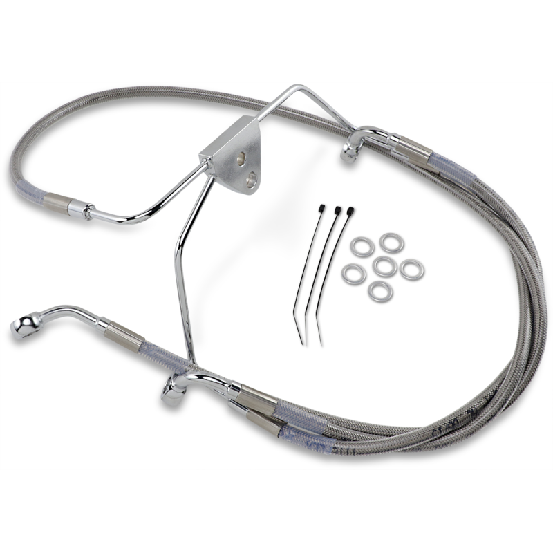 DRAG SPECIALTIES 96-07 FLHT/X FRT S/S BRAKE LINE KIT +8 660411-8