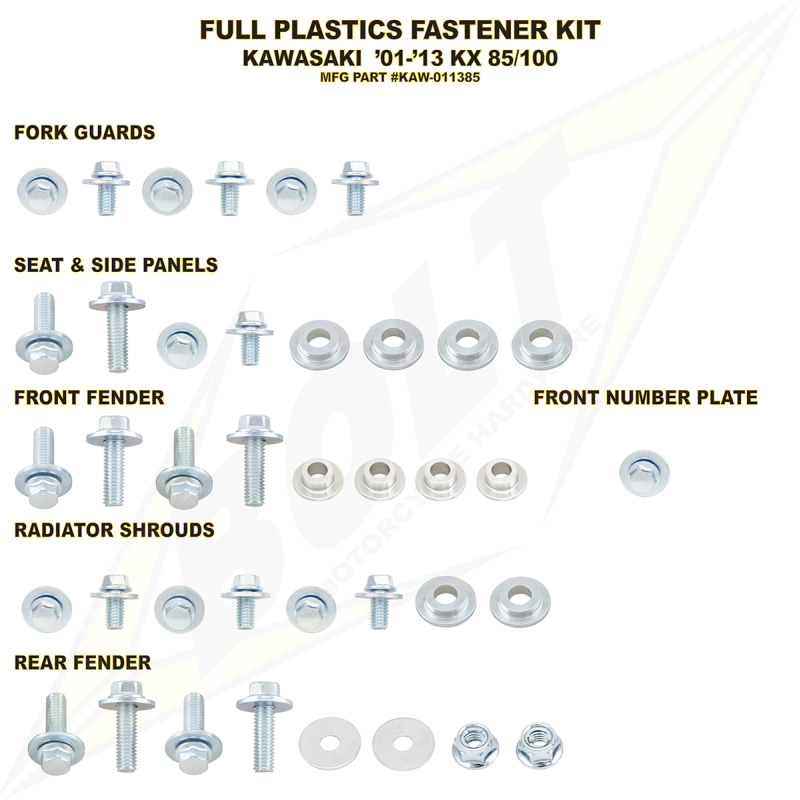 BOLT KAWASAKI FULL PLASTICS FASTENER KIT KAW-011385