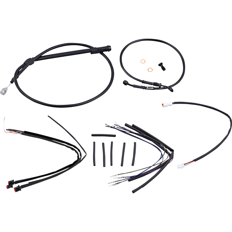 BURLY BRAND CABLE KIT - JAIL BAR - 12" HANDLEBARS - BLACK VINYL B30-1252