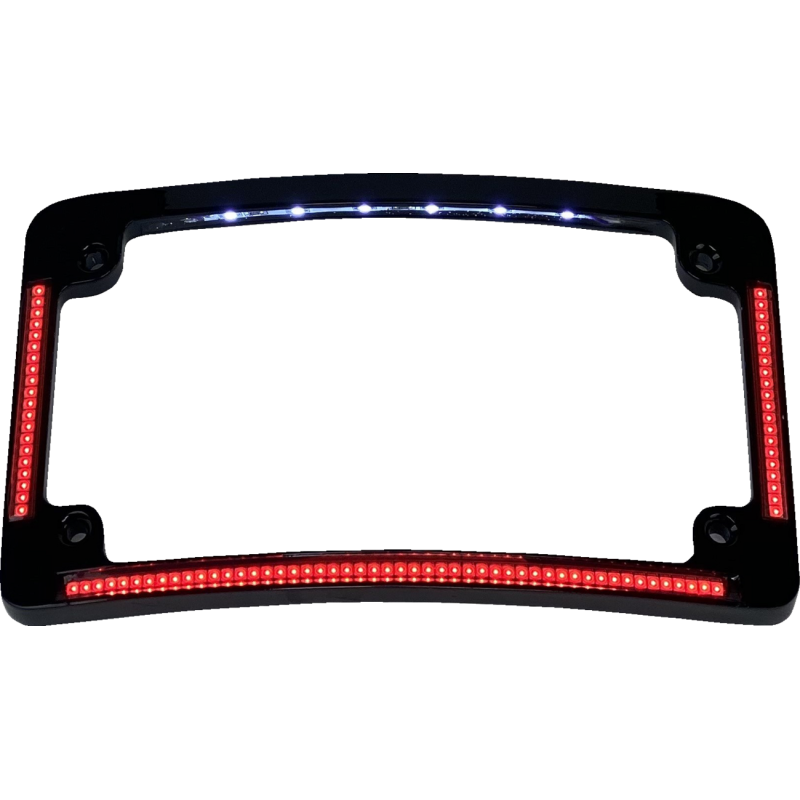 CUSTOM DYNAMICS FRAME LIC W/ RED LED BLK TF08-B