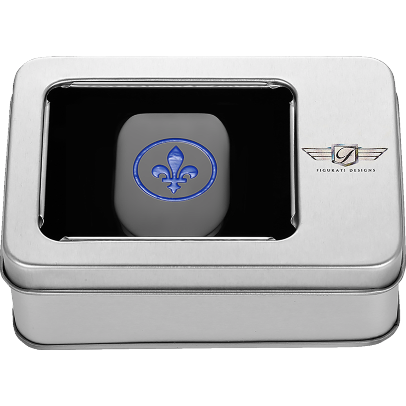 FIGURATI DESIGNS BLUE FLEUR-DE-LIS ANTENNA COVER BLACK LEFT FD05-AC-BLK-LT