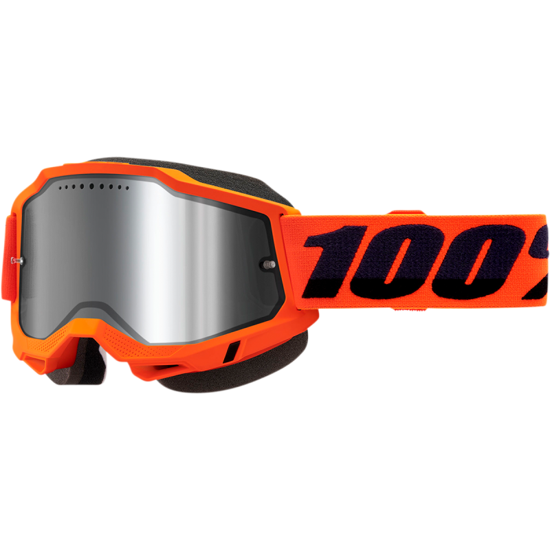 100% ACCURI 2 SNOWMOBILE GOGGLE ORANGE - MIRROR SILVER LENS 50022-00004