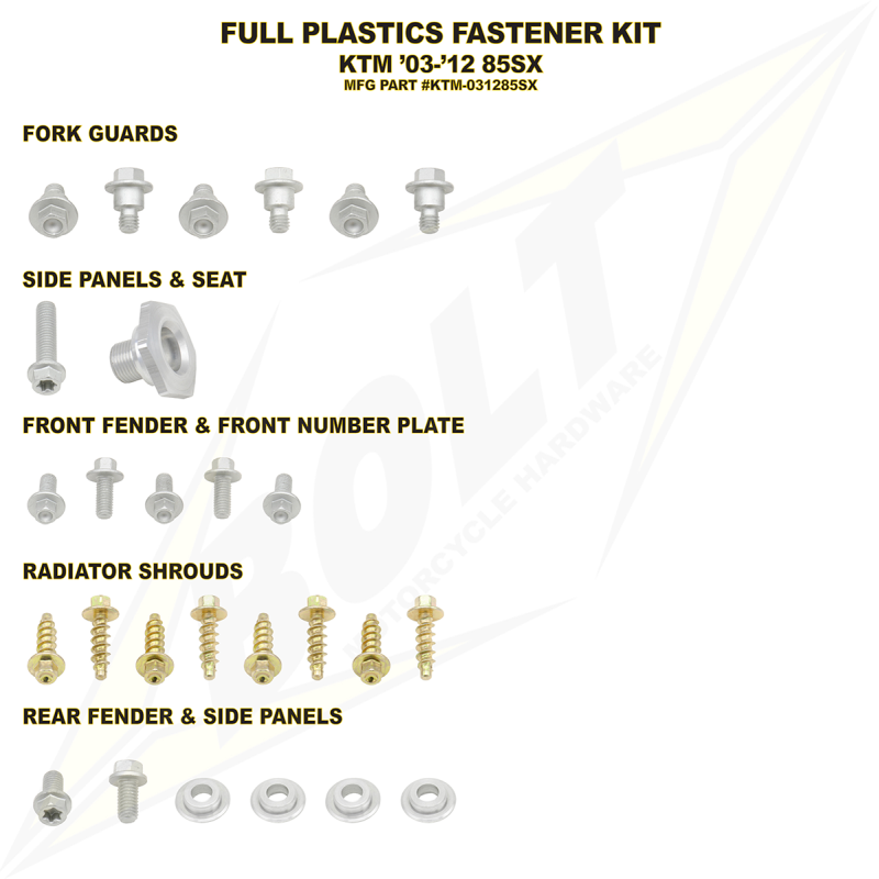 BOLT KTM FULL PLASTICS FASTENER (KT) KTM-031285SX
