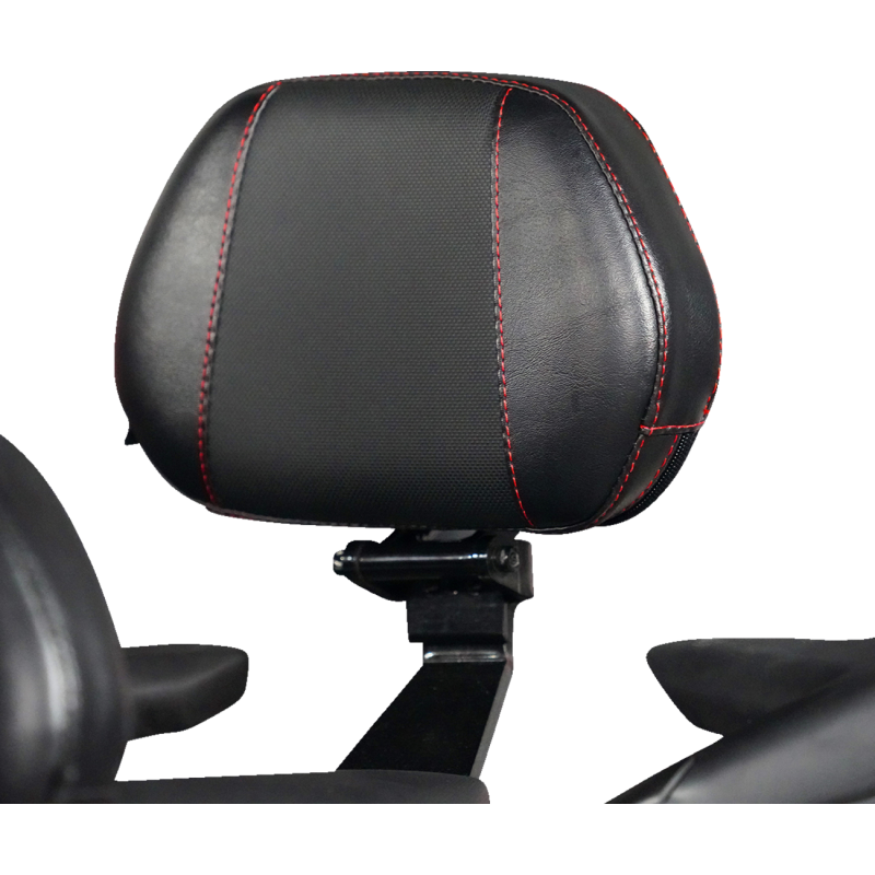 SHOW CHROME BALLISTIC PASSENGER BACKREST - BL W/ RED SITCH - RYKER 19-23 41-420CRED