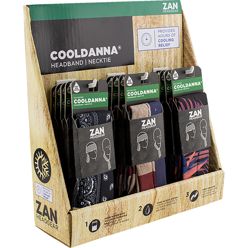 ZAN HEADGEAR ZAN POLYESTER COOLDANNA PRE-PACK DISPLAY 18 PC DISPF-ZCPBS