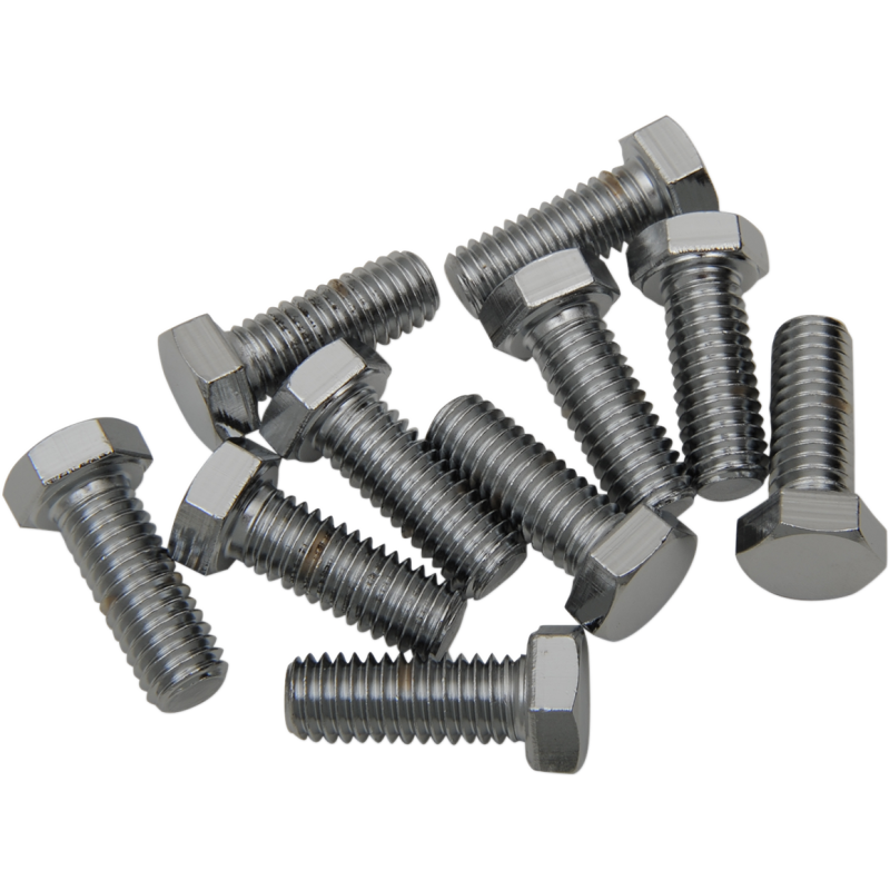 DRAG SPECIALTIES 3/8-16X1-1/4 HEX BLTS(10)COARSE CYCHROME MPB133