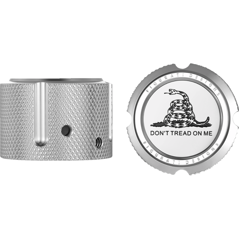 FIGURATI DESIGNS FRONT AXLE NUT COVERS SILVER WITH DON'T TREAD ON ME FD40-FAC-SS