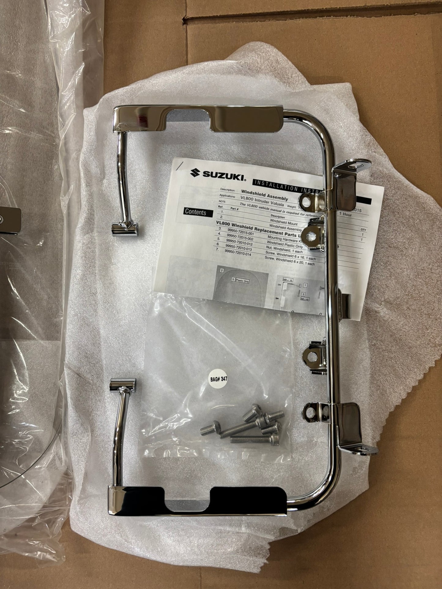 SUZUKI VL800 INTRUDER VOLUSIA WINDSHIELD SUB 990A0-70002 990A0-70022 99950-72015 SBOX 99950-72015 SBOX