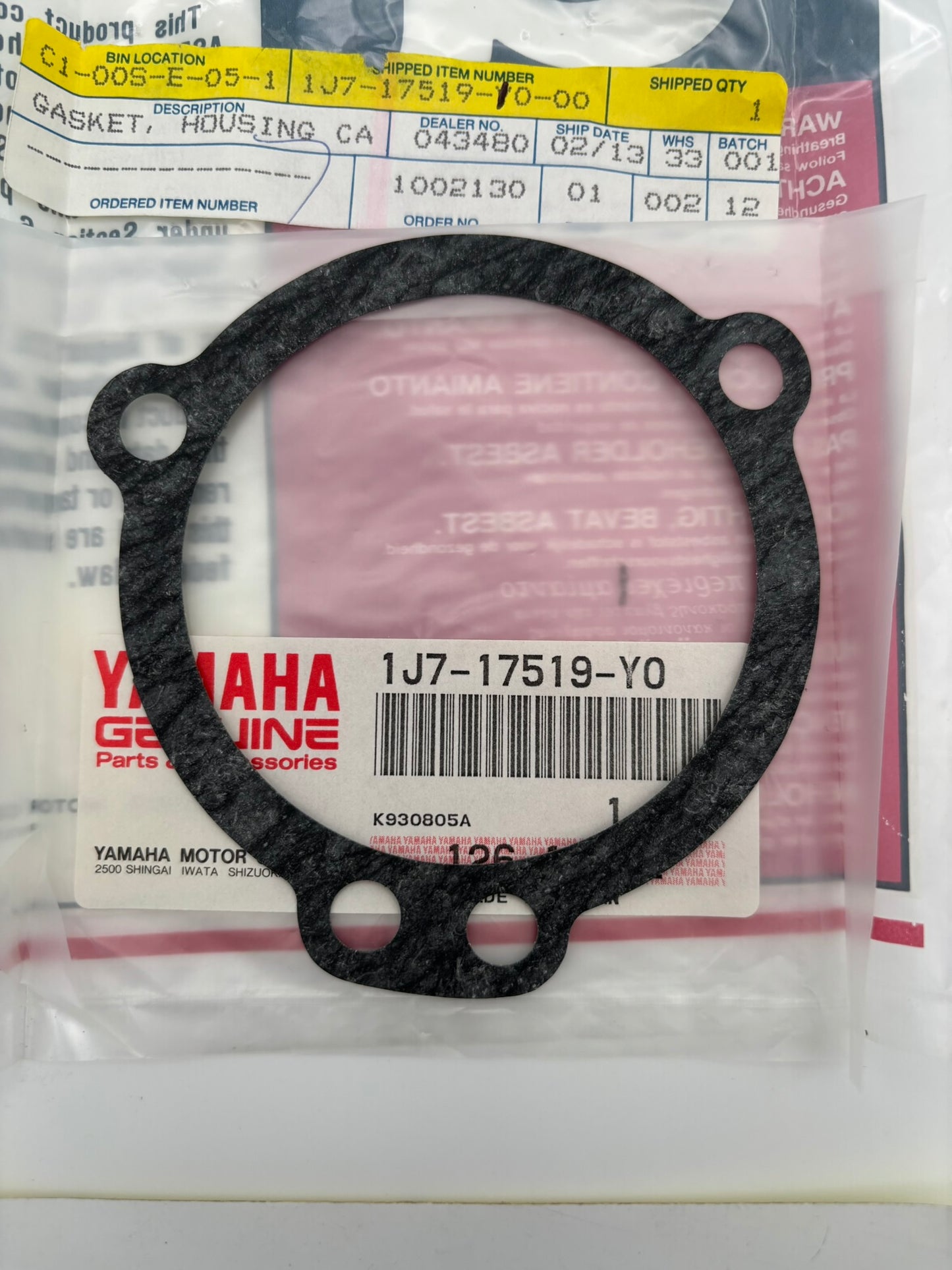 YAMAHA HOUSING CAP GASKET SUB 1J7-17519-10-00 1J7-17519-Y0-00 Y76