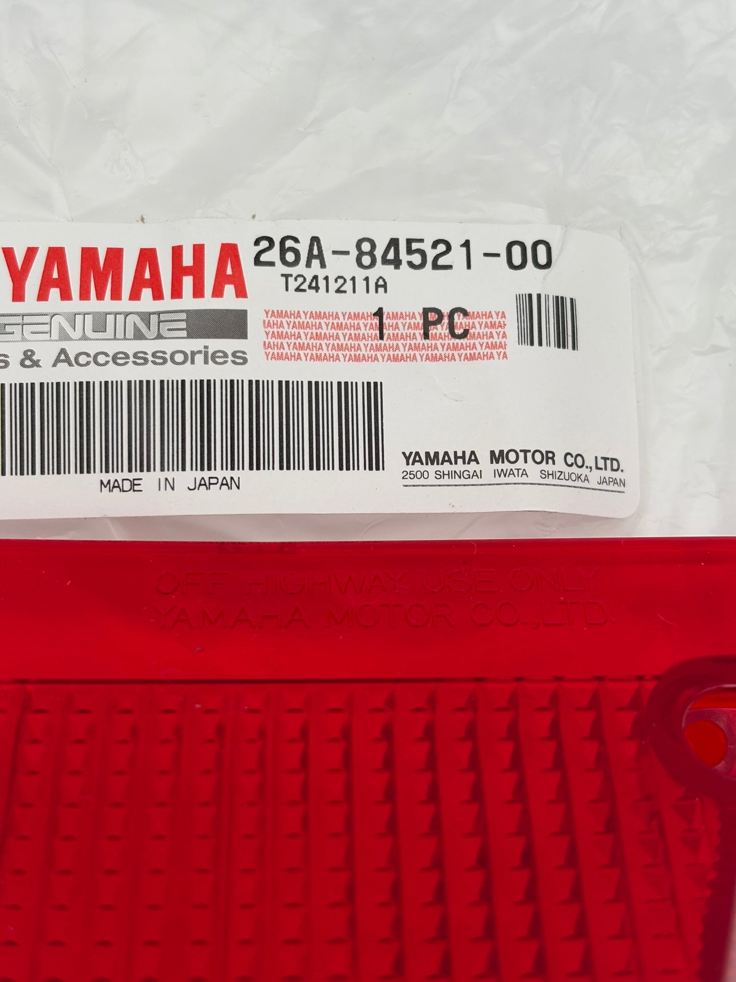 YAMAHA TAIL LIGHT LENS 26A-84521-00-00 Y101