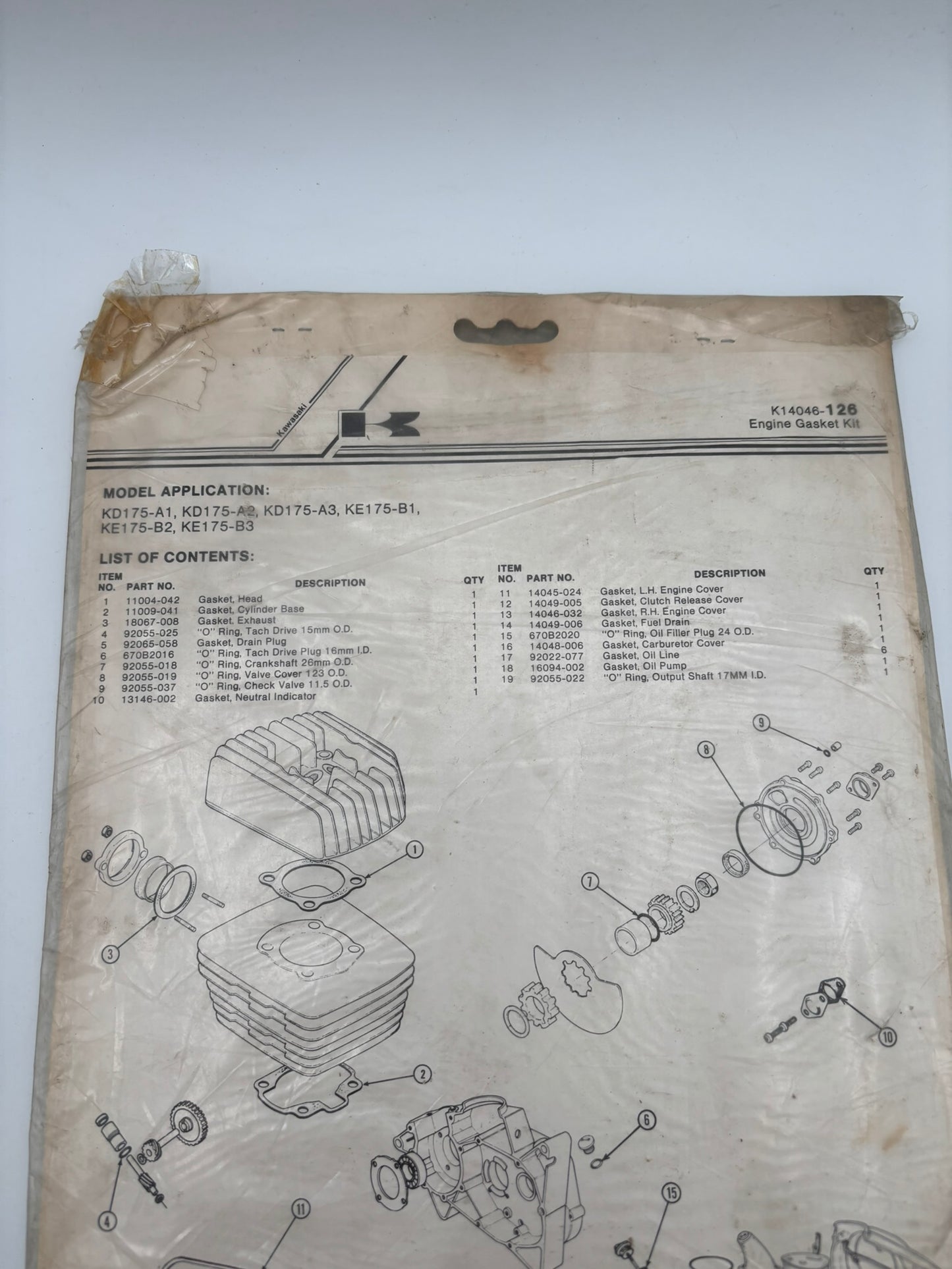 KAWASAKI TOP END GASKET KIT SET (INCOMPLETE) K14046-126 K48