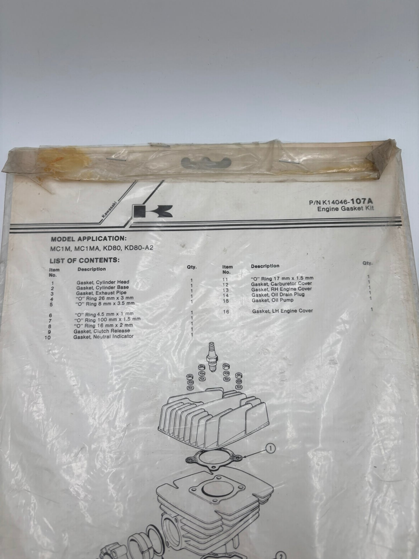 KAWASAKI MC1M MC1MA KD80 KD80-A2 ENGINE GASKET KIT SET COMPLETE K14046-107A K48