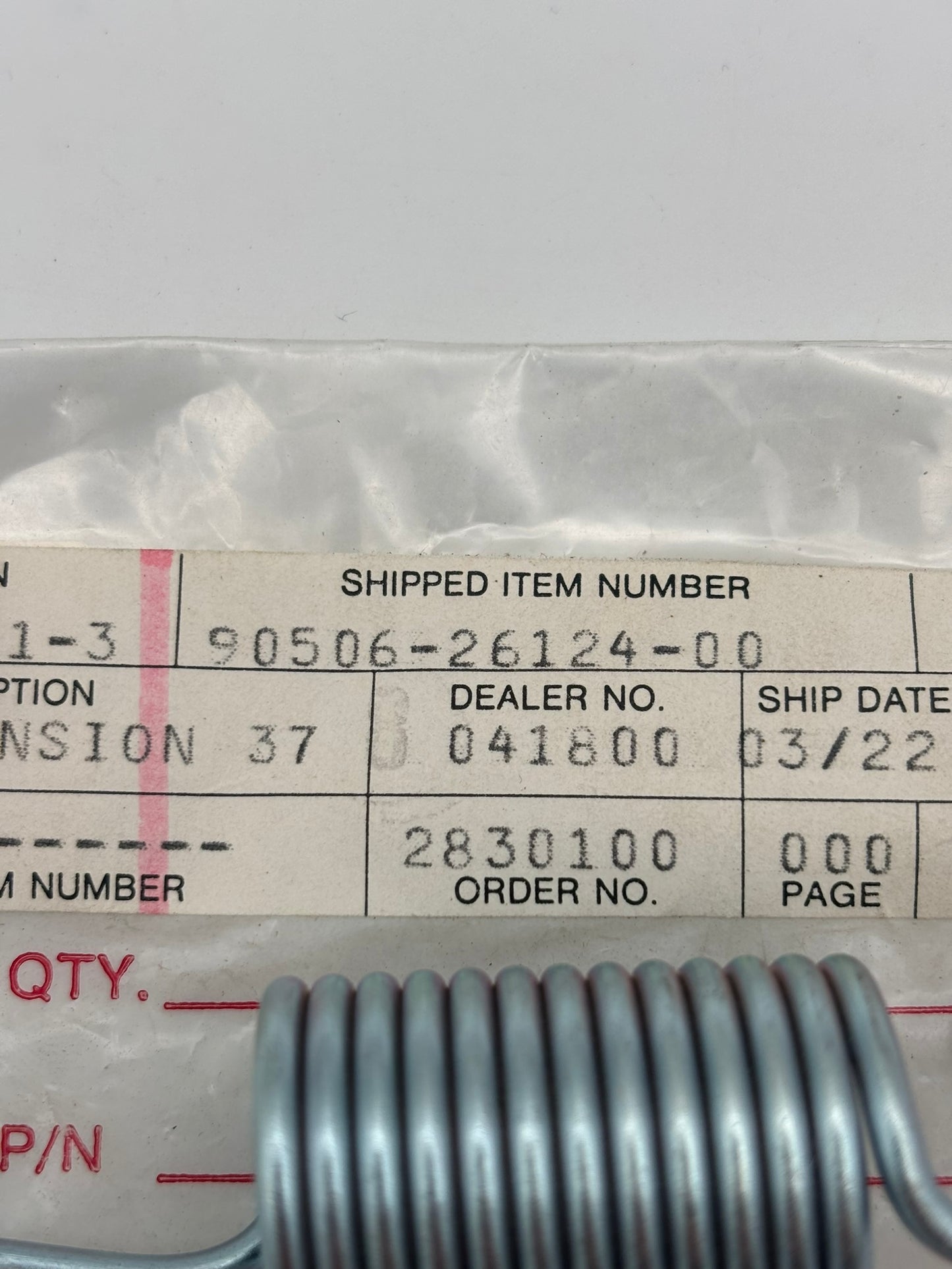 YAMAHA TENSION SPRING (SUB 90506-26225-00 ) 90506-26124-00 Y1