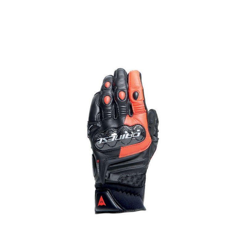 DAINESE CARBON 4 SHORT LEATHER GLOVES BLACK/FLUO-RED 1815958-628-M