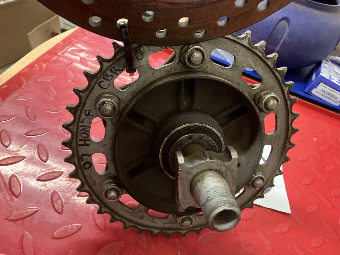 Honda CBR600RR 2007 Rear wheel axle bolt sprocket flange brake disk spacer A9