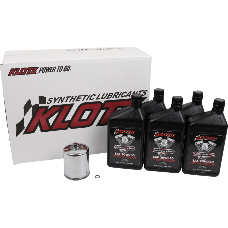 KLOTZ OIL BASIC 5 QUART SYNTHETIC ENGINE OIL AND CHROME FILTER KIT KH-107